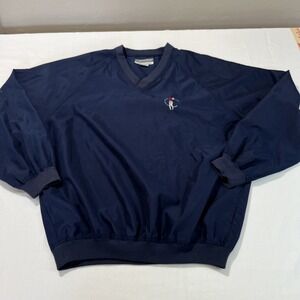 Vintage MUNSINGWEAR GOLF Mens Large L Blue V-Neck‎ Pullover Long Sleeve Shirt